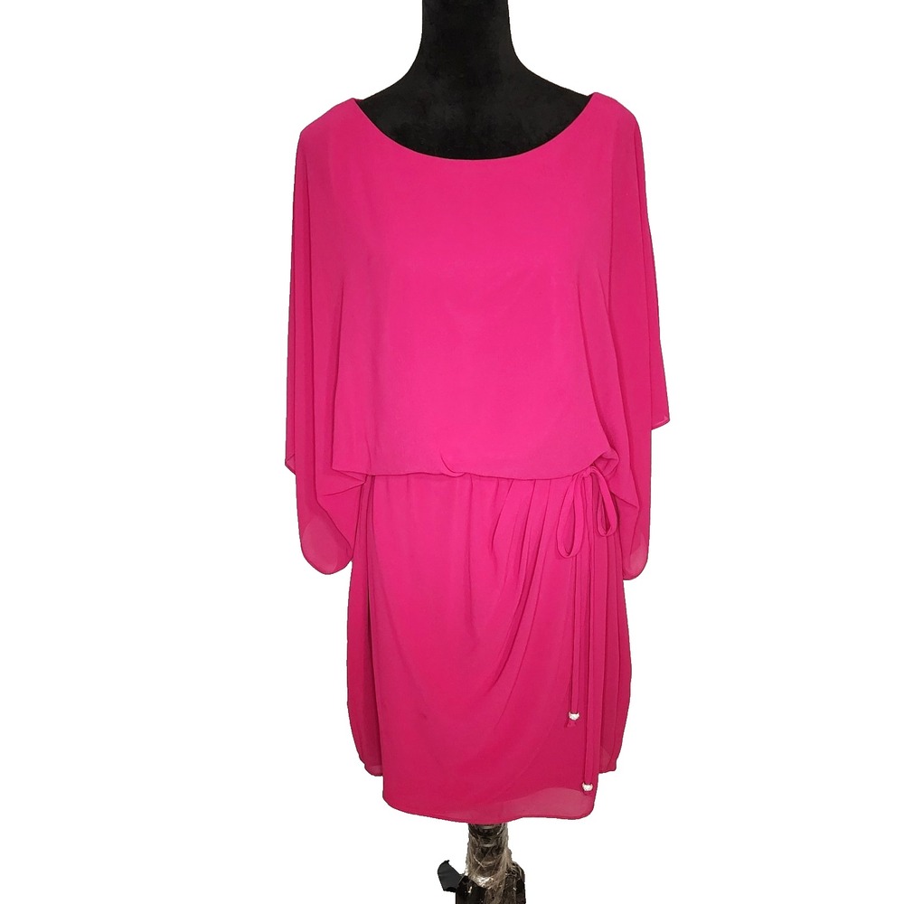 JESSICA HOWARD Size 14 Kimono Sleeve Pink Blouson Chiffon Cocktail Date Dress